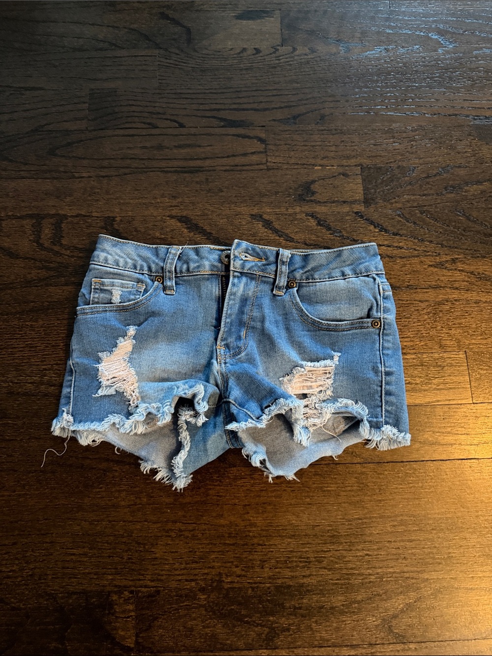 Contraband Girls Light Blue Distressed Denim Cutoff Shorts Size 14